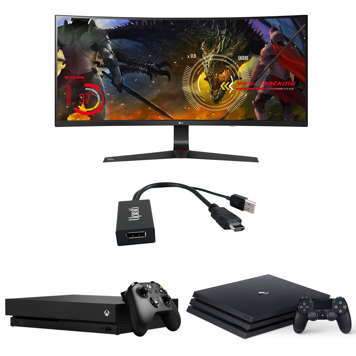 UPTab HDMI™ to DisplayPort™ Active Adapter - Can connect Xbox or Playstation 3/4 to Monitor with Displayport Connection.